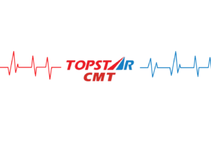 логотип компании Topstar CMT с элементами бесперебойного потока